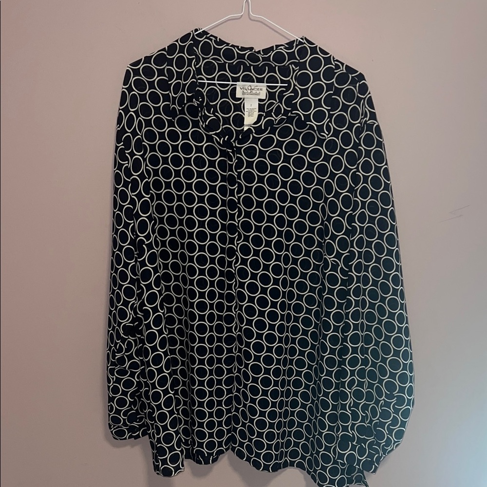 Vintage Villager Black and White Geometric Button Down Shirt